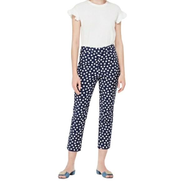 KATE SPADE Cloud Dot textured cropped straight leg career pants navy blue Size 0 - Picture 9 of 9